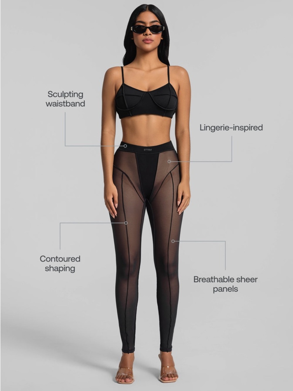 New BetterMe Semi-Sheer High-Rise Leggings and Contoured Sheer Long Sleeve Crop - Picture 4 of 11
